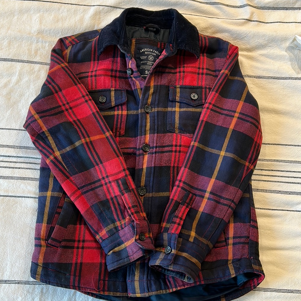 VINTAGE AMERICAN EAGLE FLANNEL INSULATED JACKET SMALL MENS